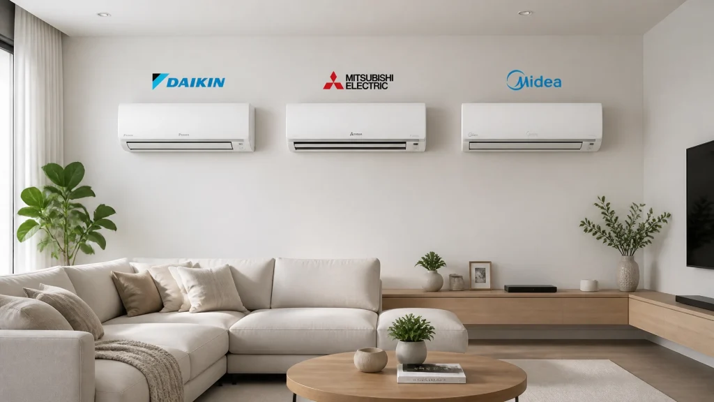 Daikin Mitsubishi Midea Aircon in Living Room